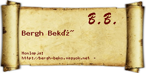 Bergh Bekő névjegykártya